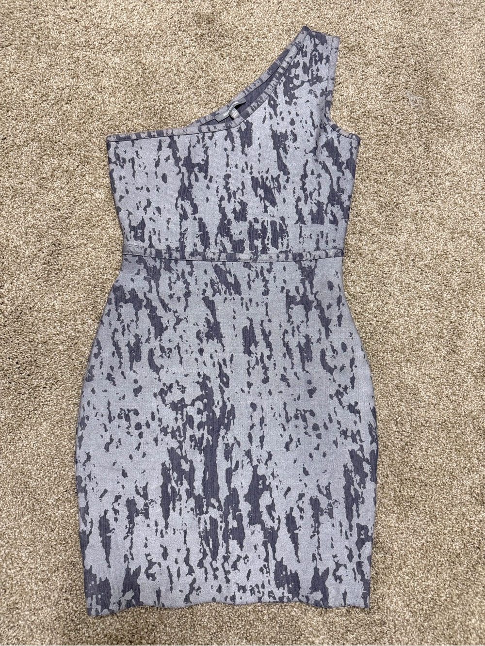 WOW couture One-Shoulder Gray Textured Bodycon Dress